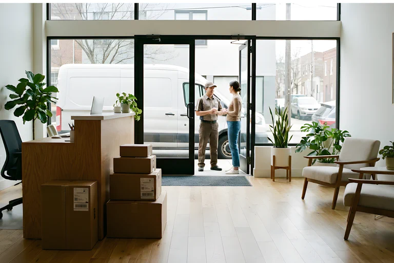 A photograph of a semi truck driving through the desert.