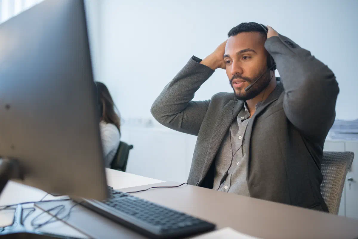 Stressed logistics worker