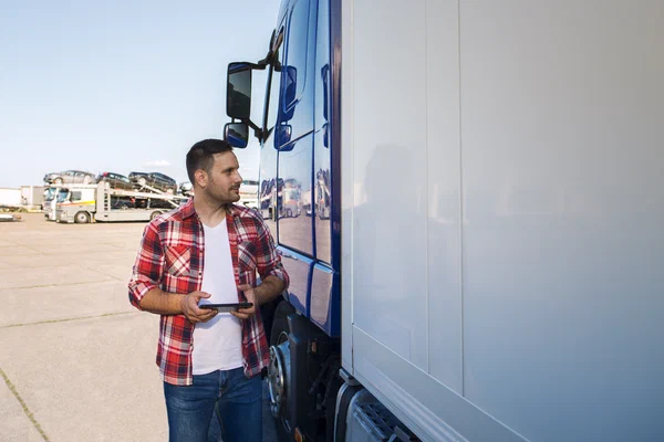 Inspecting logistics truck